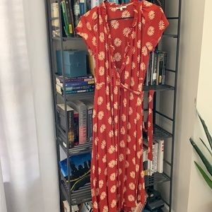 Madewell Ruffle-Edge Wrap MIDI Dress in Daisy Daydream, Size M